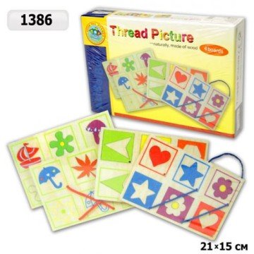 Фото1.Шнурівка деревʼяна, 4 дощечки, кольорові шнурки